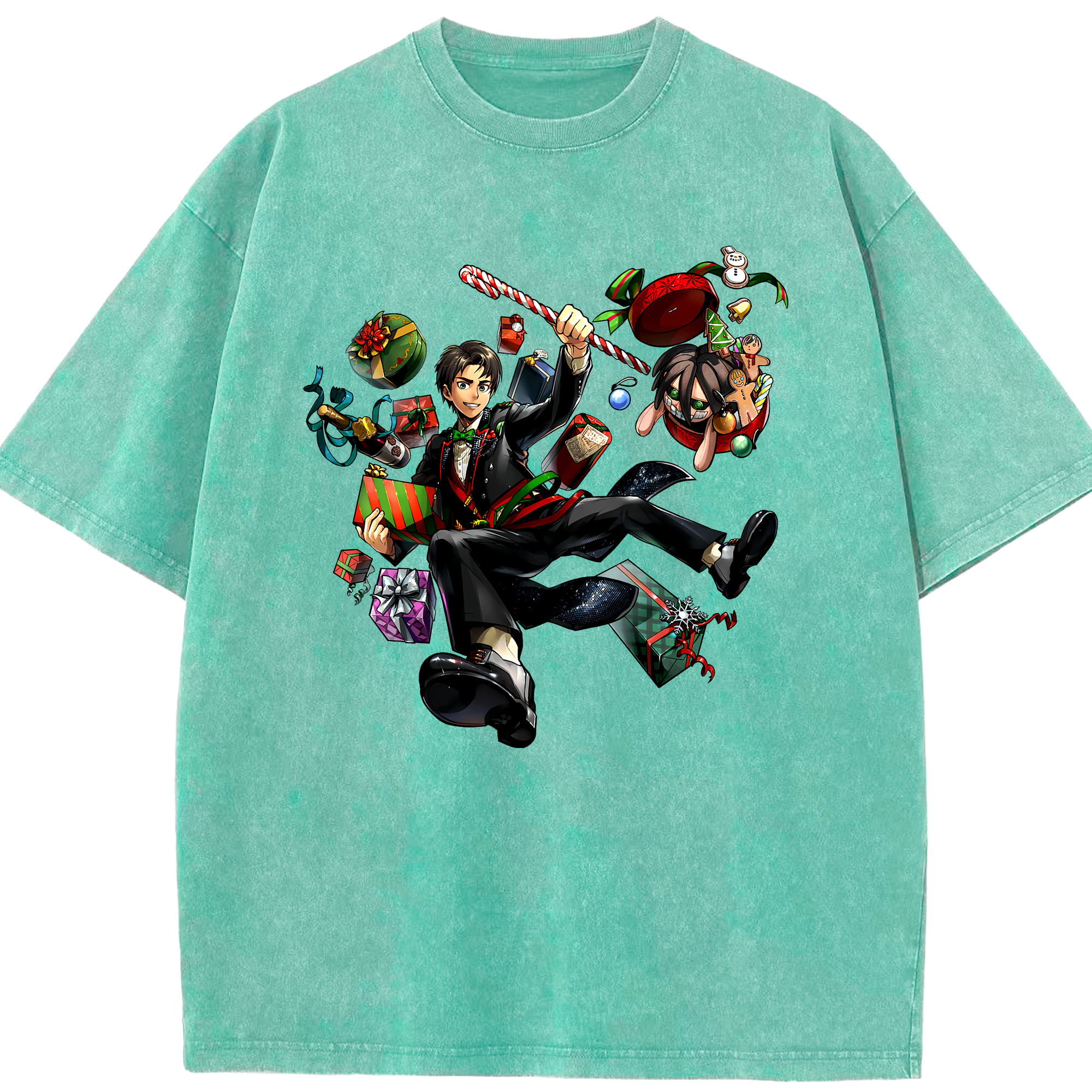 （画像用） 進撃の巨人 エレン･イェーガー Attack on Titan Eren Jäger 綿100% ヴィンテージ風 半袖Tシャツ（フロントプリント）